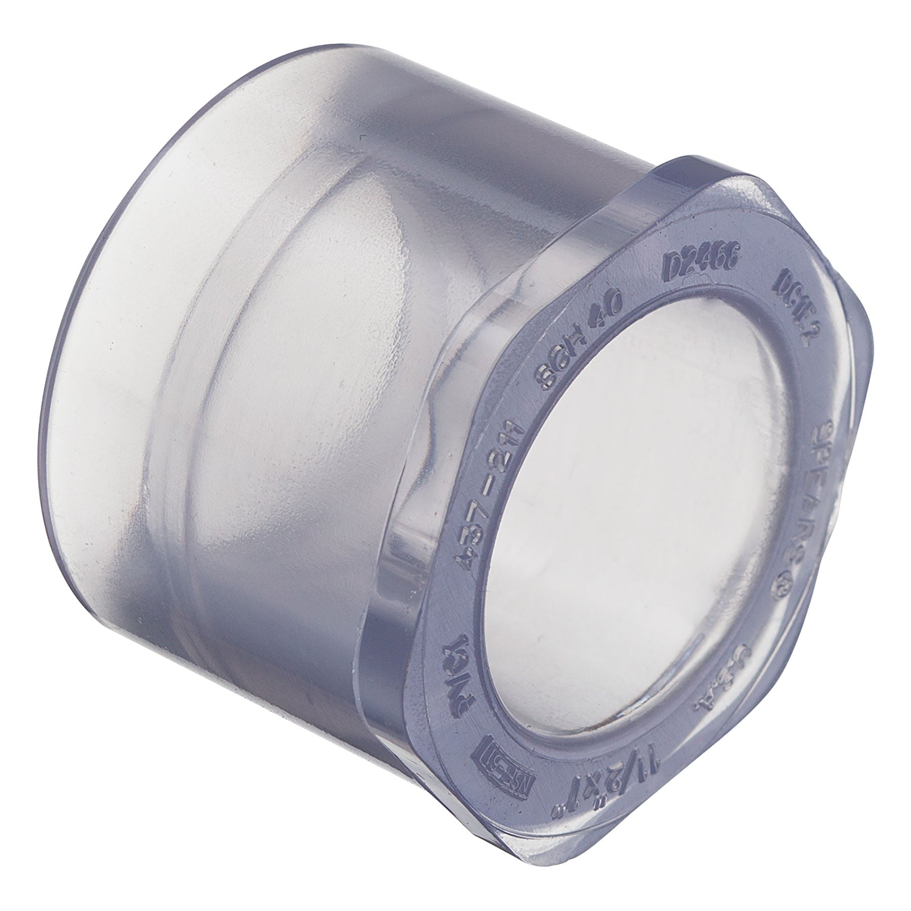 PVC Schedule 40, Clear, Reducer Bushing, Socket x Socket, 3/4 in. to 8